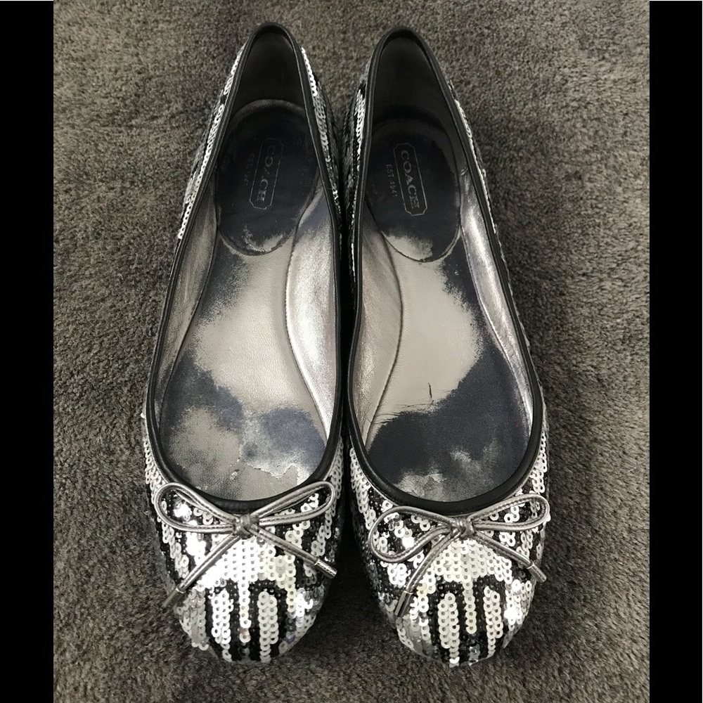 Coach Liah Leopard Sequin Flat